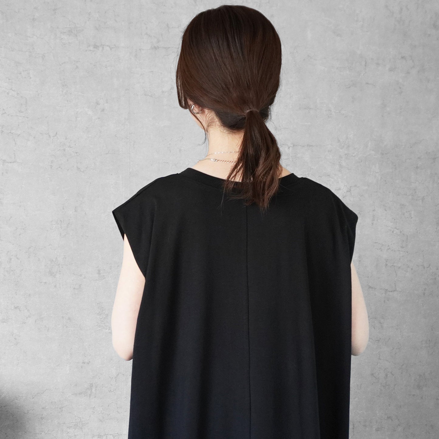 天竺ノースリーブロングワンピース