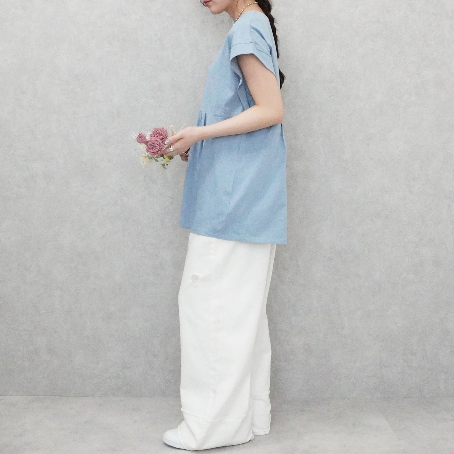 ミニVネックペプラムフレンチTシャツ【一部予約】