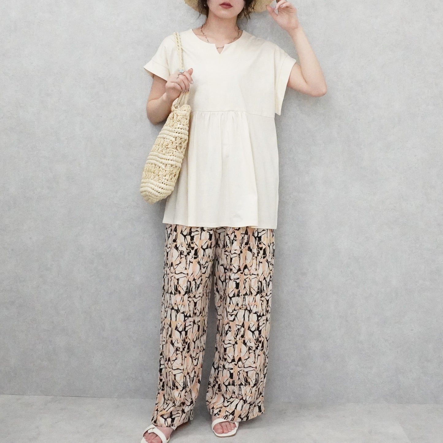 ミニVネックペプラムフレンチTシャツ【一部予約】