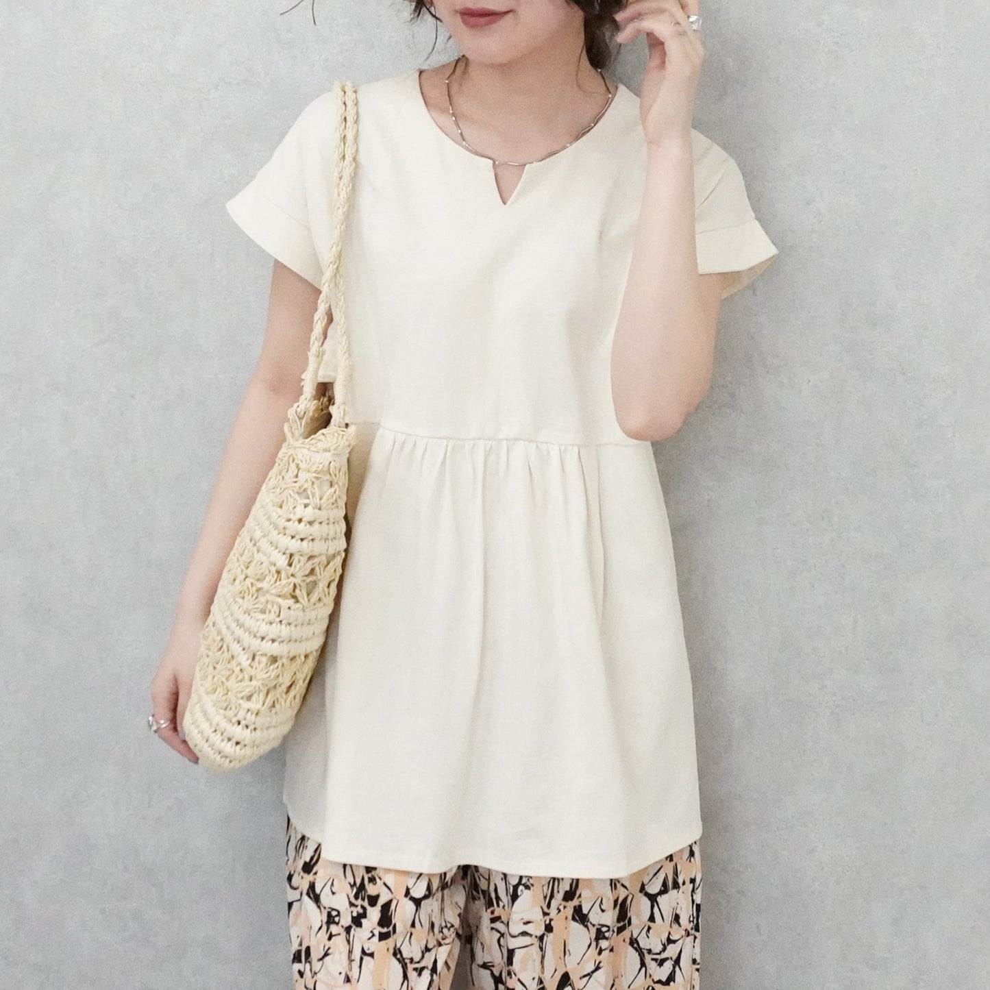 ミニVネックペプラムフレンチTシャツ【一部予約】