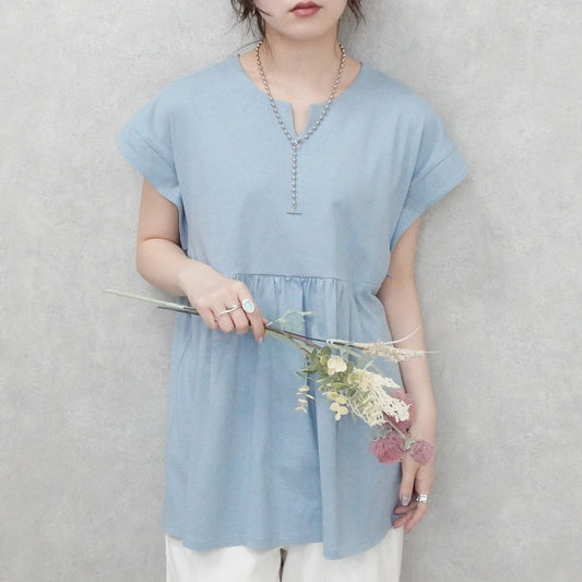 ミニVネックペプラムフレンチTシャツ【一部予約】