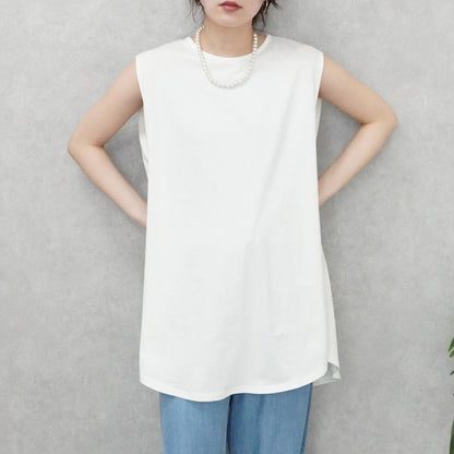 天竺ノースリーブロングTシャツ