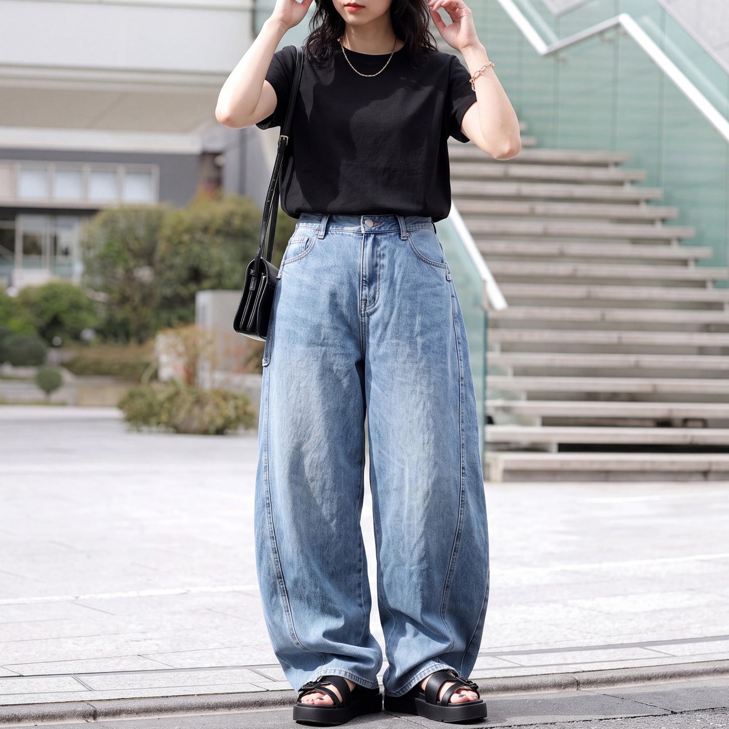接触冷感フレンチフレアTシャツ