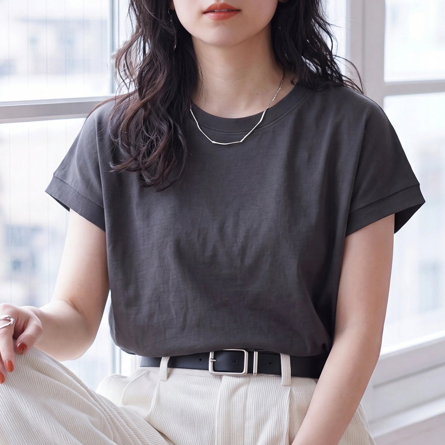 接触冷感フレンチフレアTシャツ