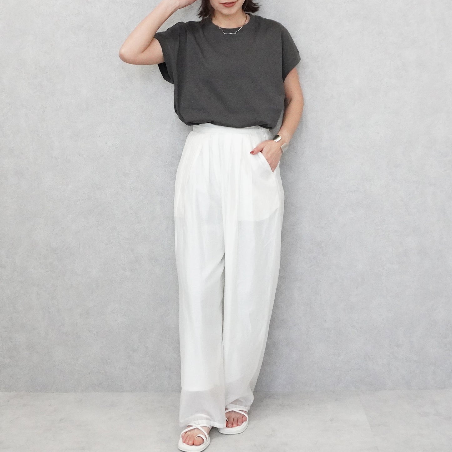 接触冷感フレンチフレアTシャツ