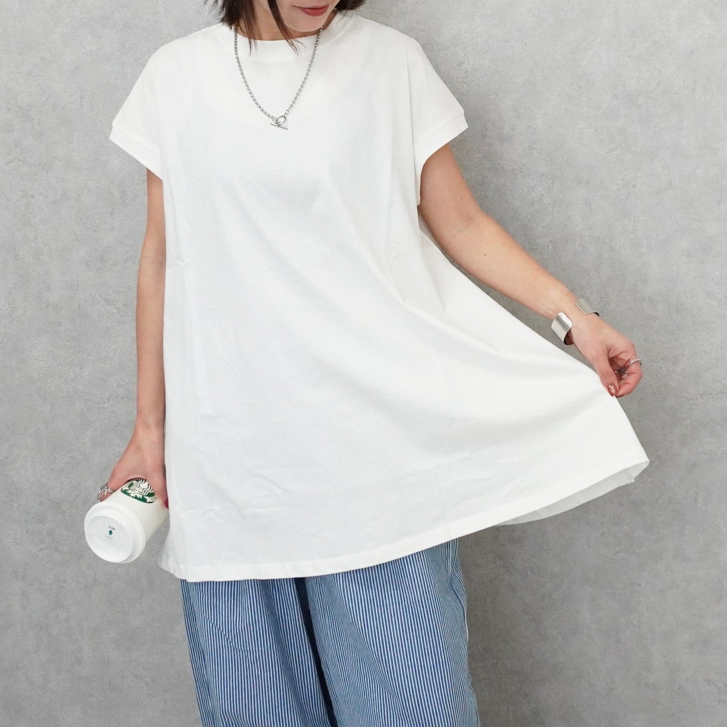 接触冷感フレンチフレアTシャツ