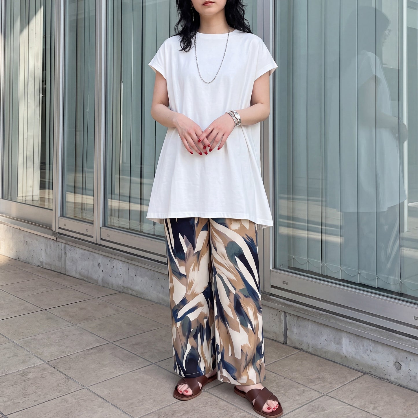 接触冷感フレンチフレアTシャツ