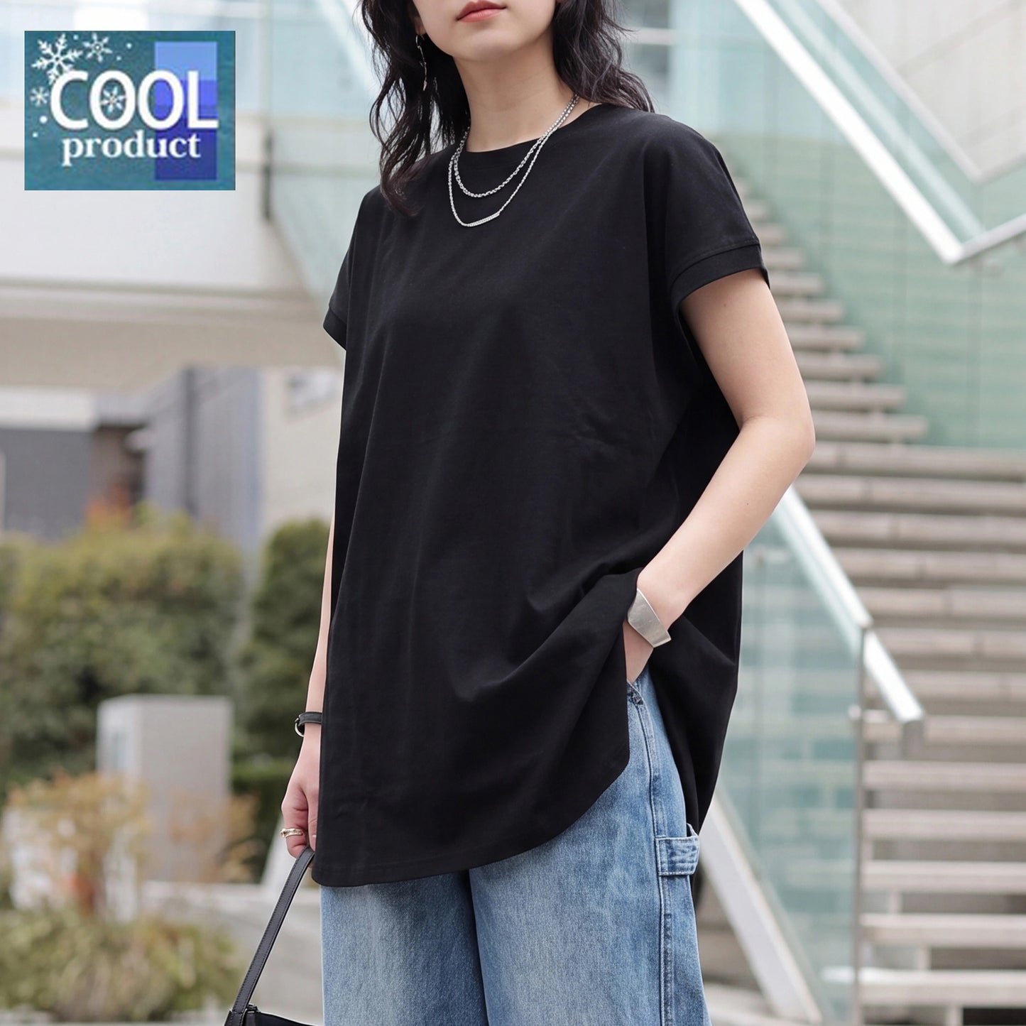 接触冷感フレンチフレアTシャツ