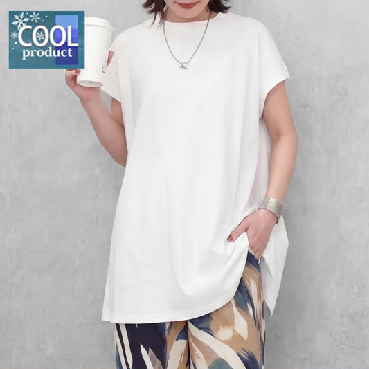 接触冷感フレンチフレアTシャツ