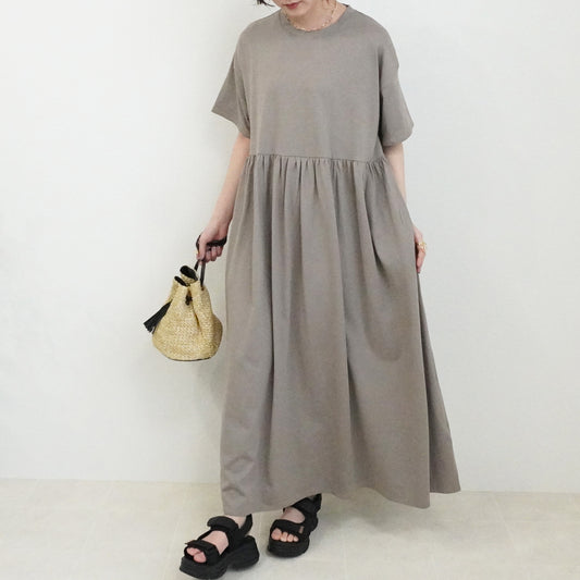 ウエストギャザーロングワンピース