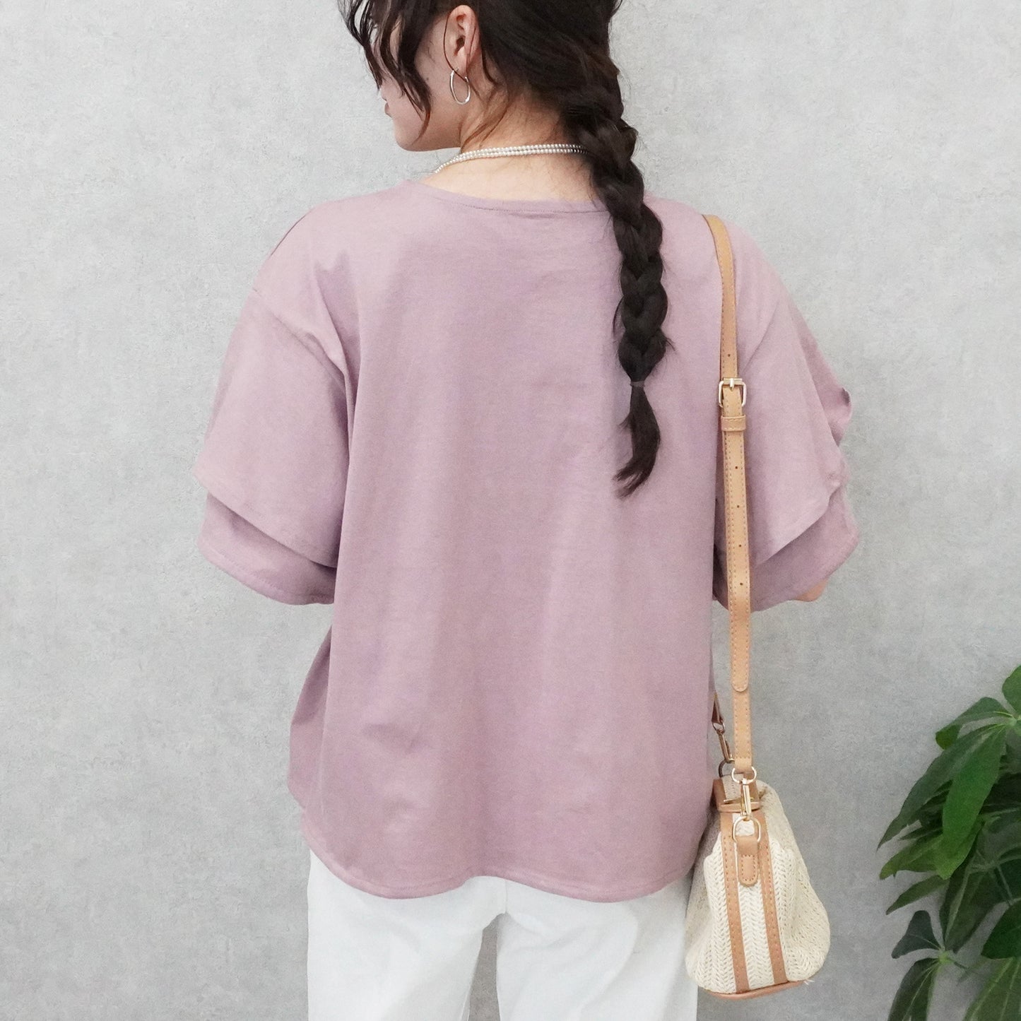 フリル半袖天竺Tシャツ