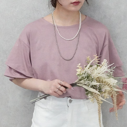 フリル半袖天竺Tシャツ【一部予約】