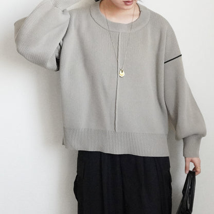 配色パイピングダンボールニット