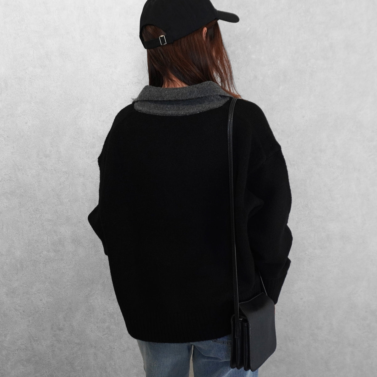 配色襟付きニットスキッパープルオーバー
