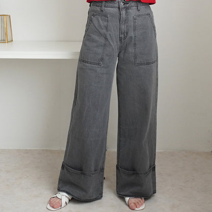 【新色登場】配色ステッチワイドデニムパンツ