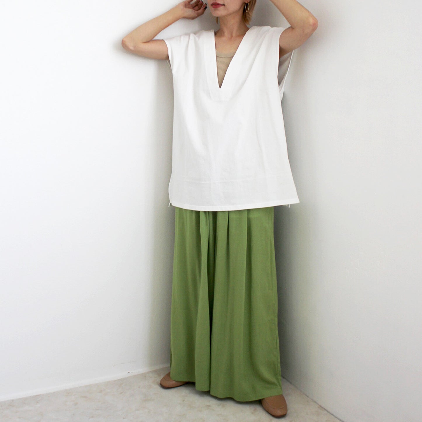 ドロストリネンワイドパンツ