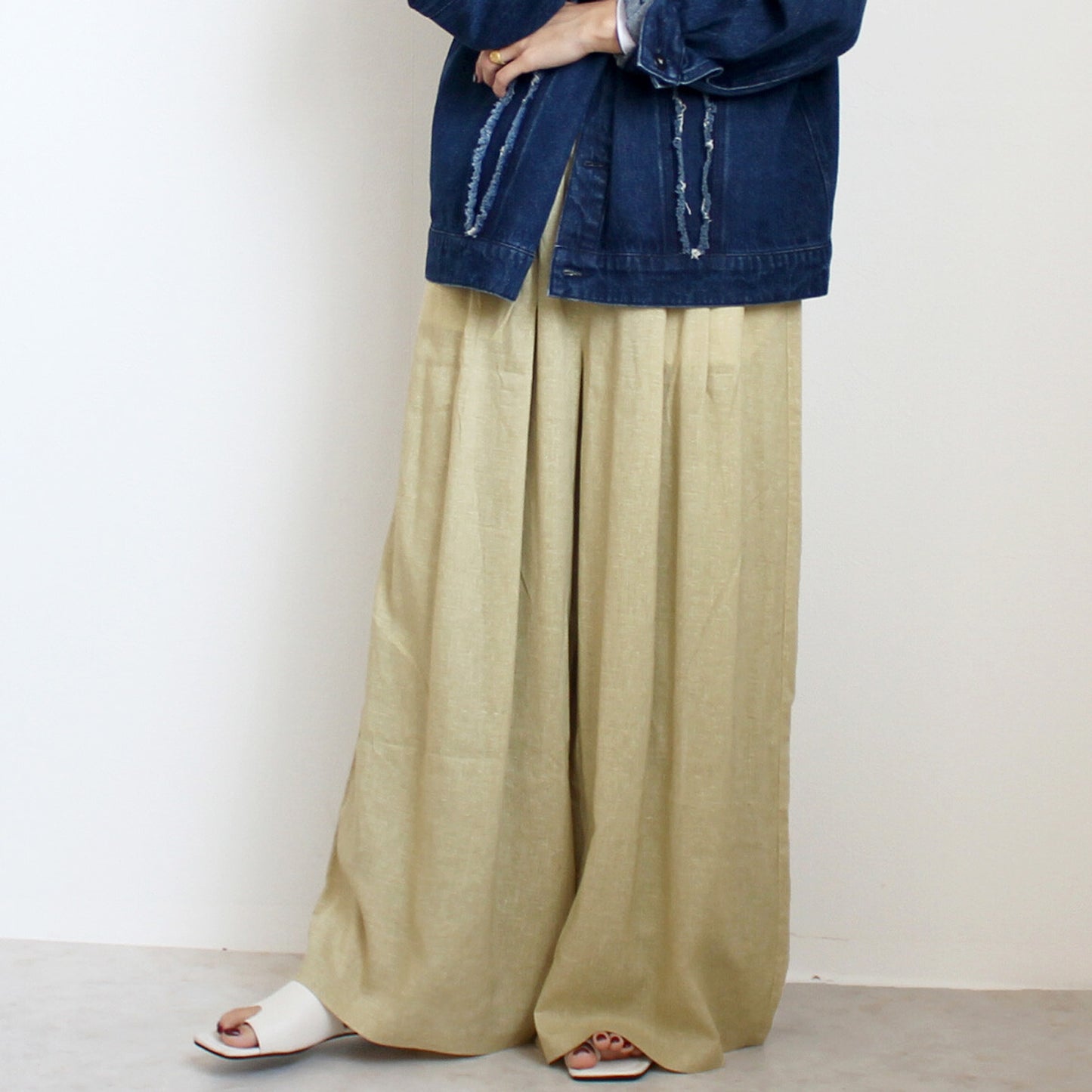 ドロストリネンワイドパンツ