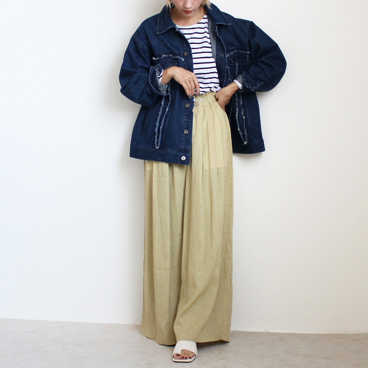 ドロストリネンワイドパンツ