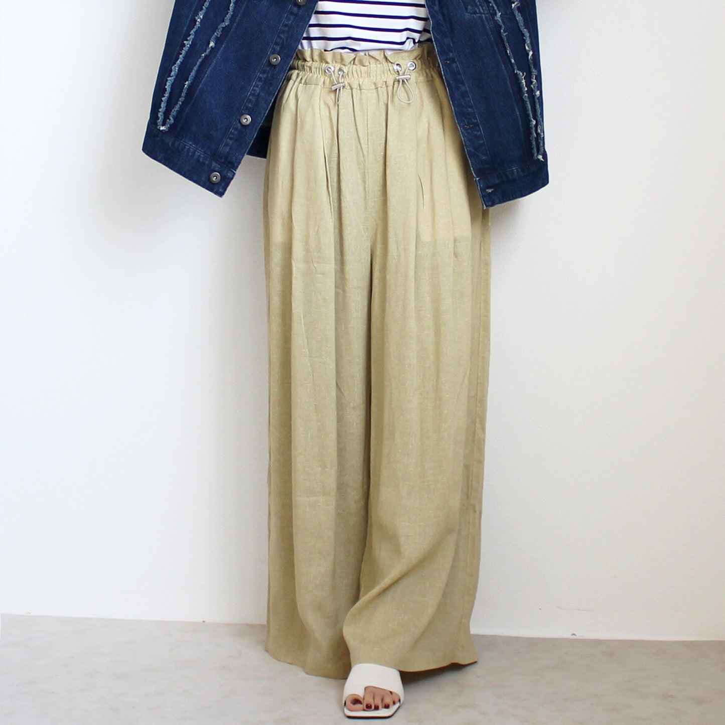 ドロストリネンワイドパンツ