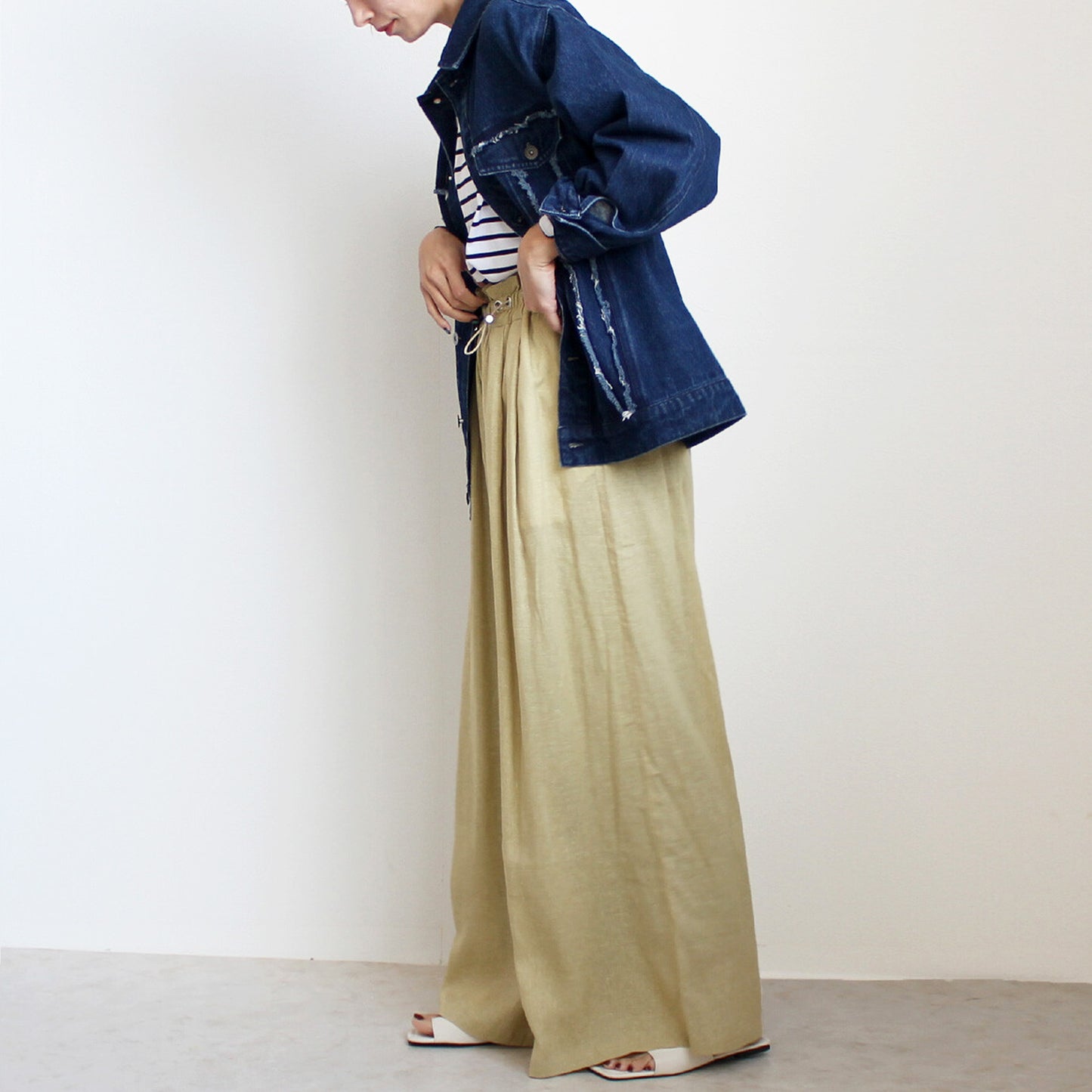 ドロストリネンワイドパンツ