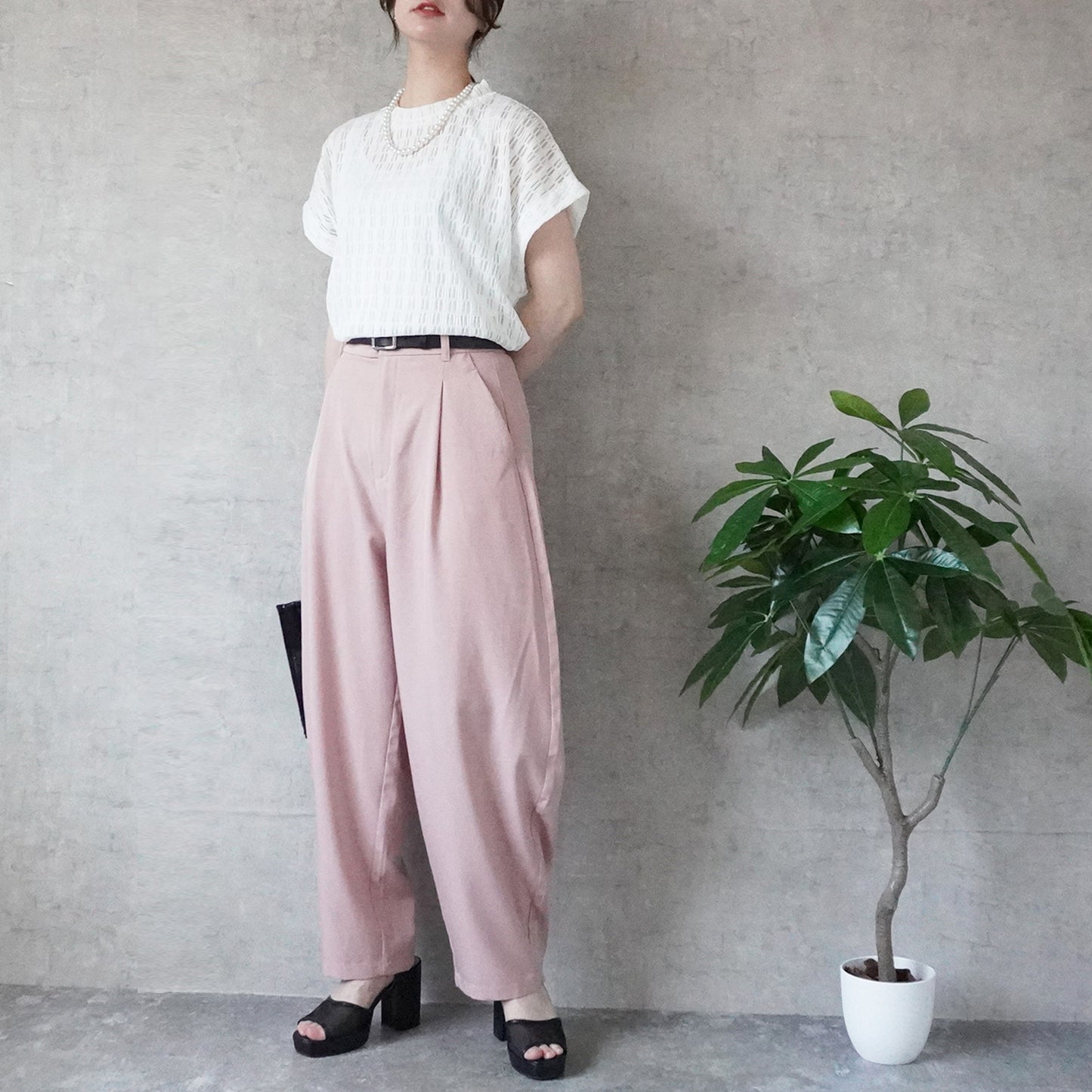 さらさら接触冷感コクーンワイドパンツ