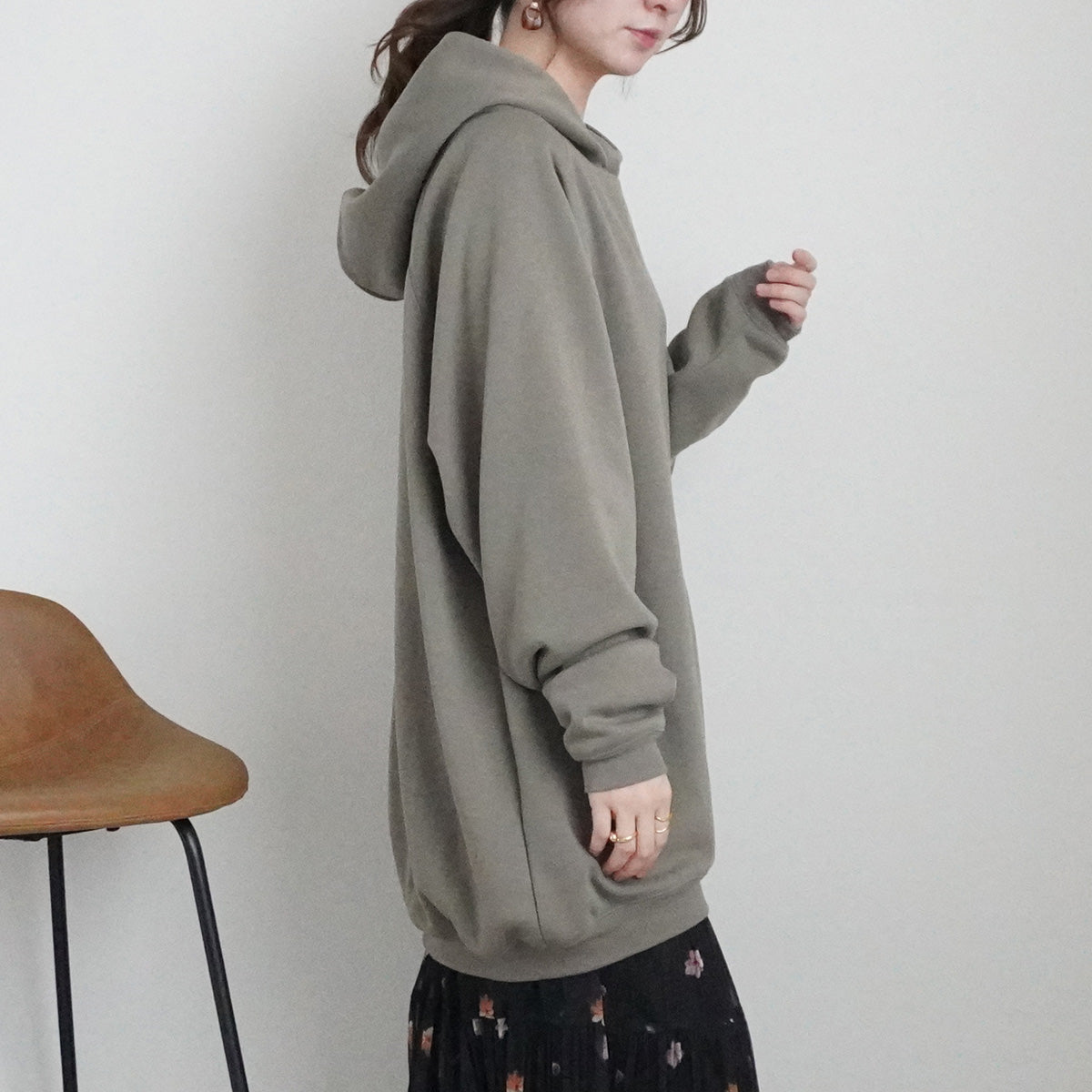 裏シャギーアルガンオイル加工フードパーカー