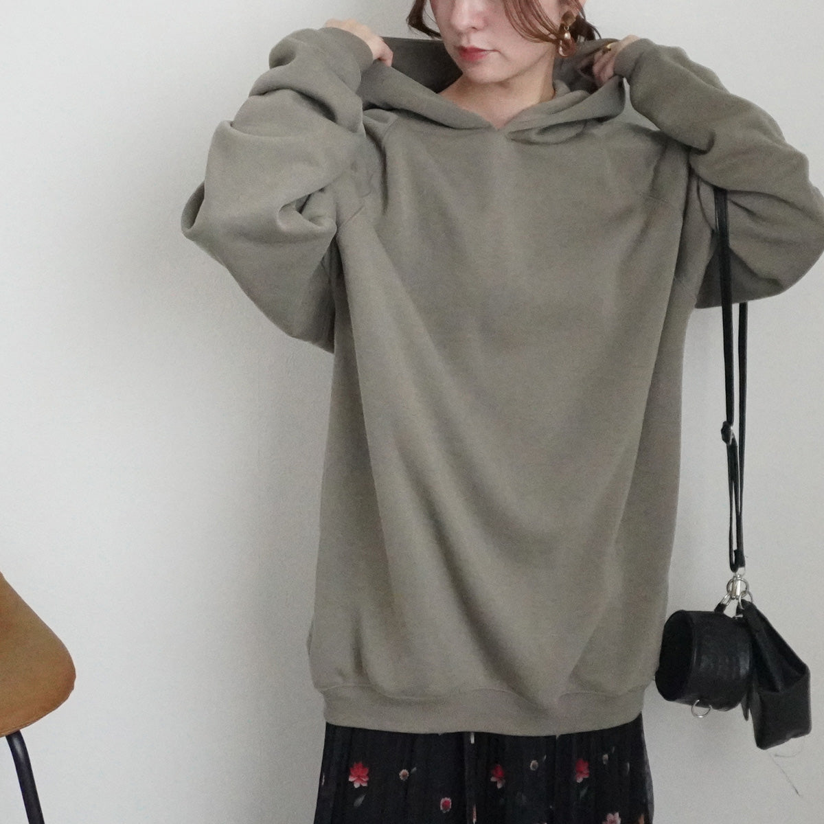 裏シャギーアルガンオイル加工フードパーカー