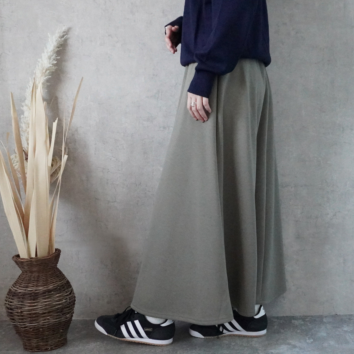 裏シャギーアルガンオイル加工スカート総丈90cm