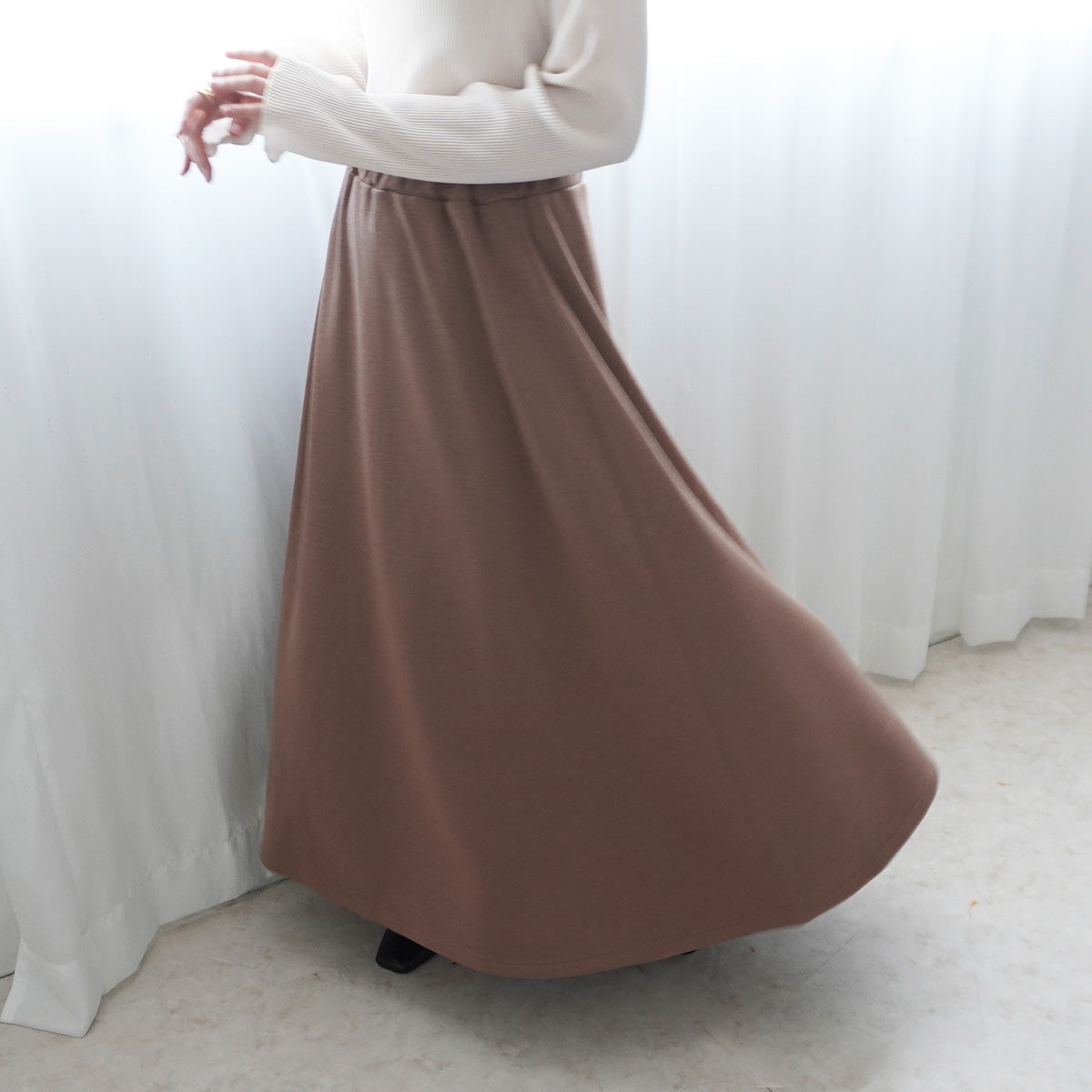 裏シャギーアルガンオイル加工スカート総丈90cm