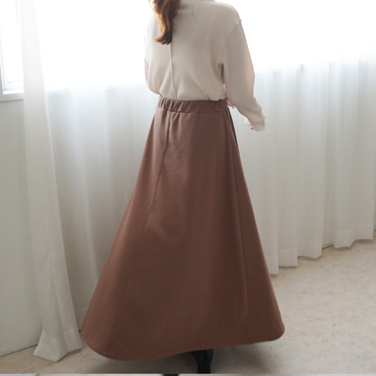 裏シャギーアルガンオイル加工スカート総丈90cm