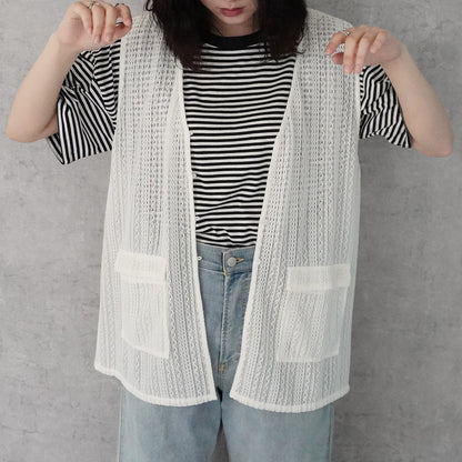 透かし編みレースジレベスト