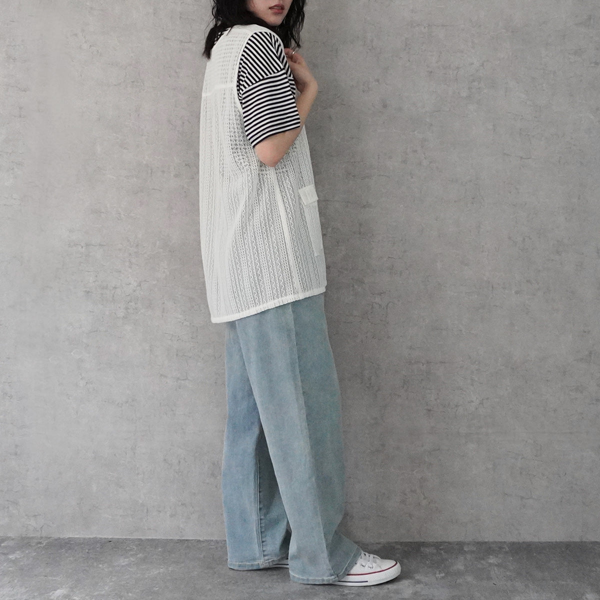 透かし編みレースジレベスト