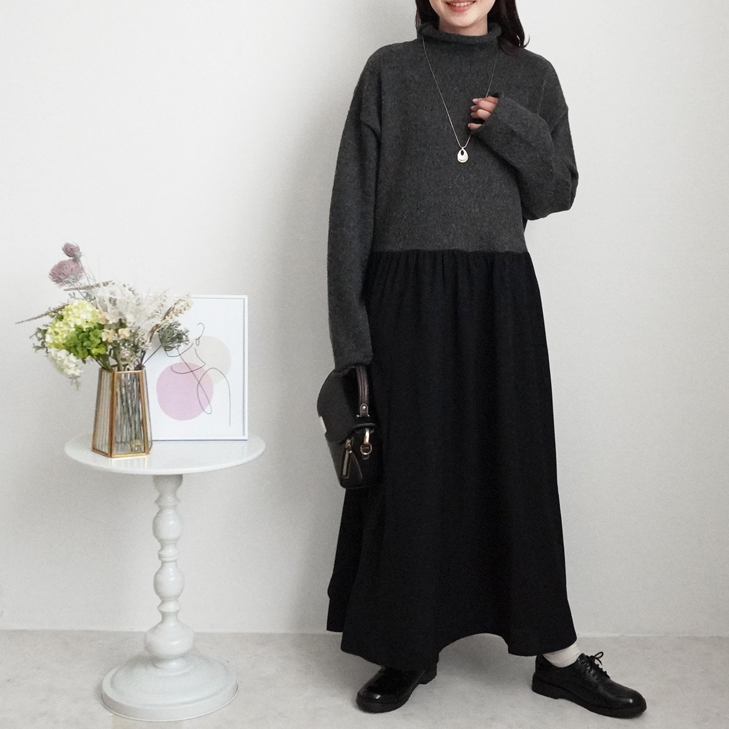 ポケットニットドッキングワンピ―ス