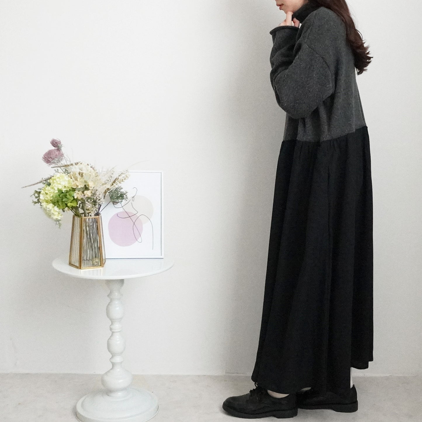 ポケットニットドッキングワンピ―ス