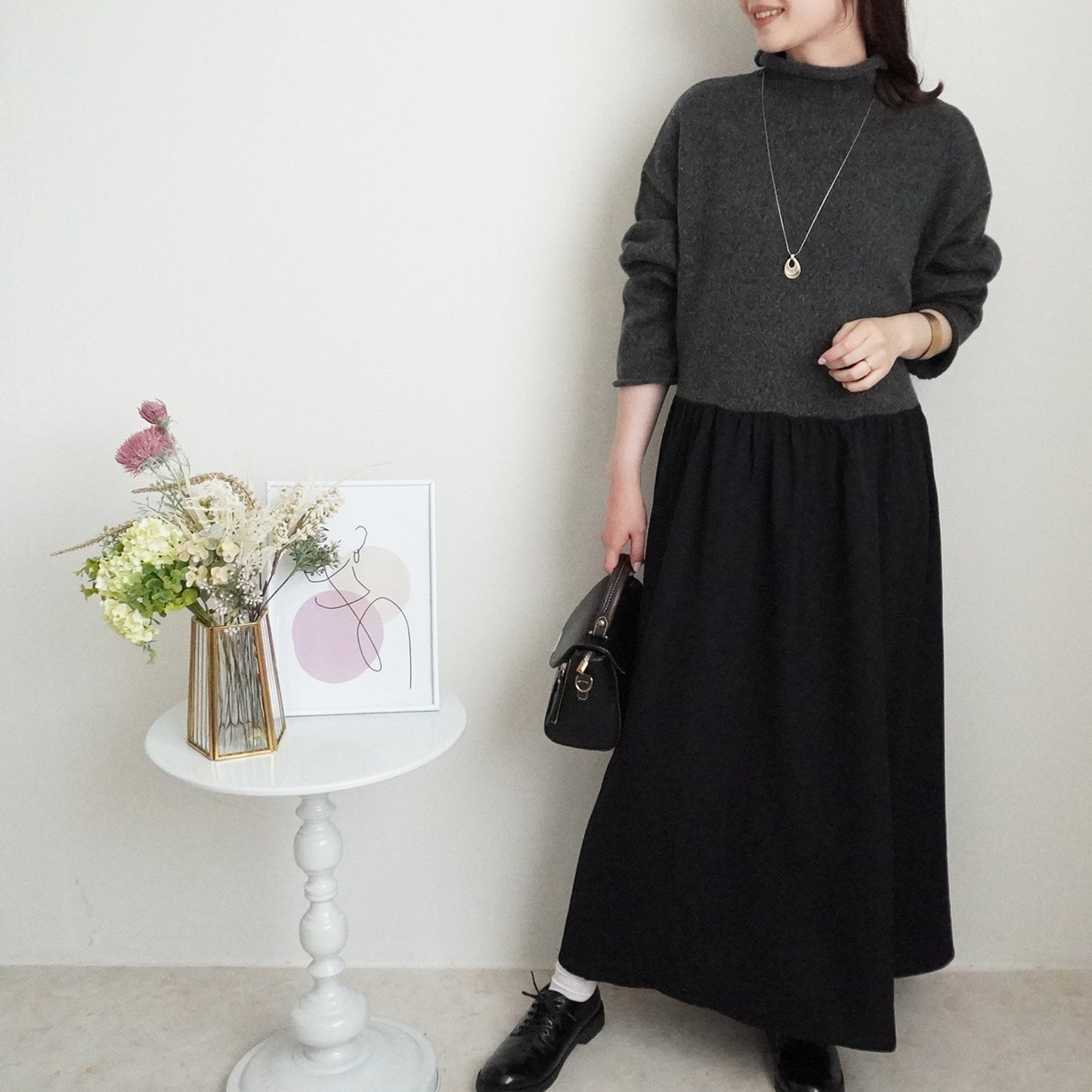 ポケットニットドッキングワンピ―ス