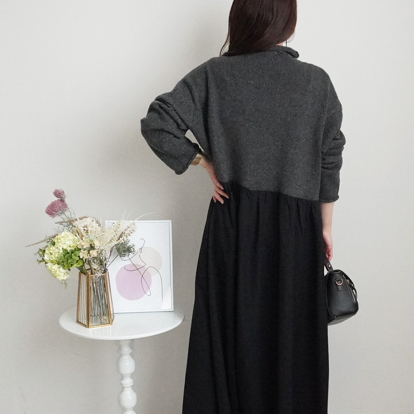 ポケットニットドッキングワンピ―ス