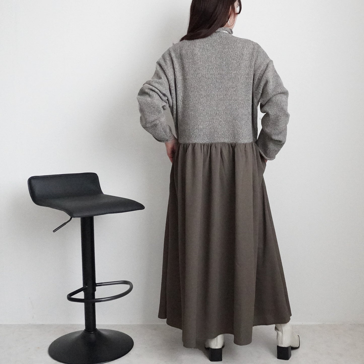 ポケットニットドッキングワンピ―ス