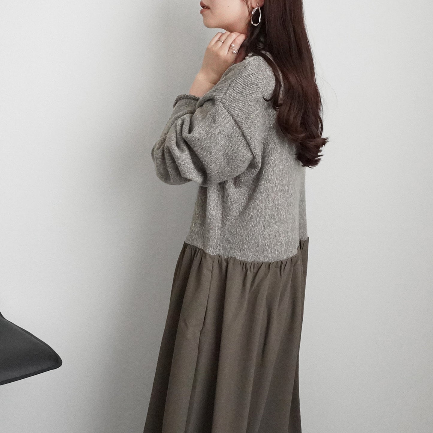 ポケットニットドッキングワンピ―ス