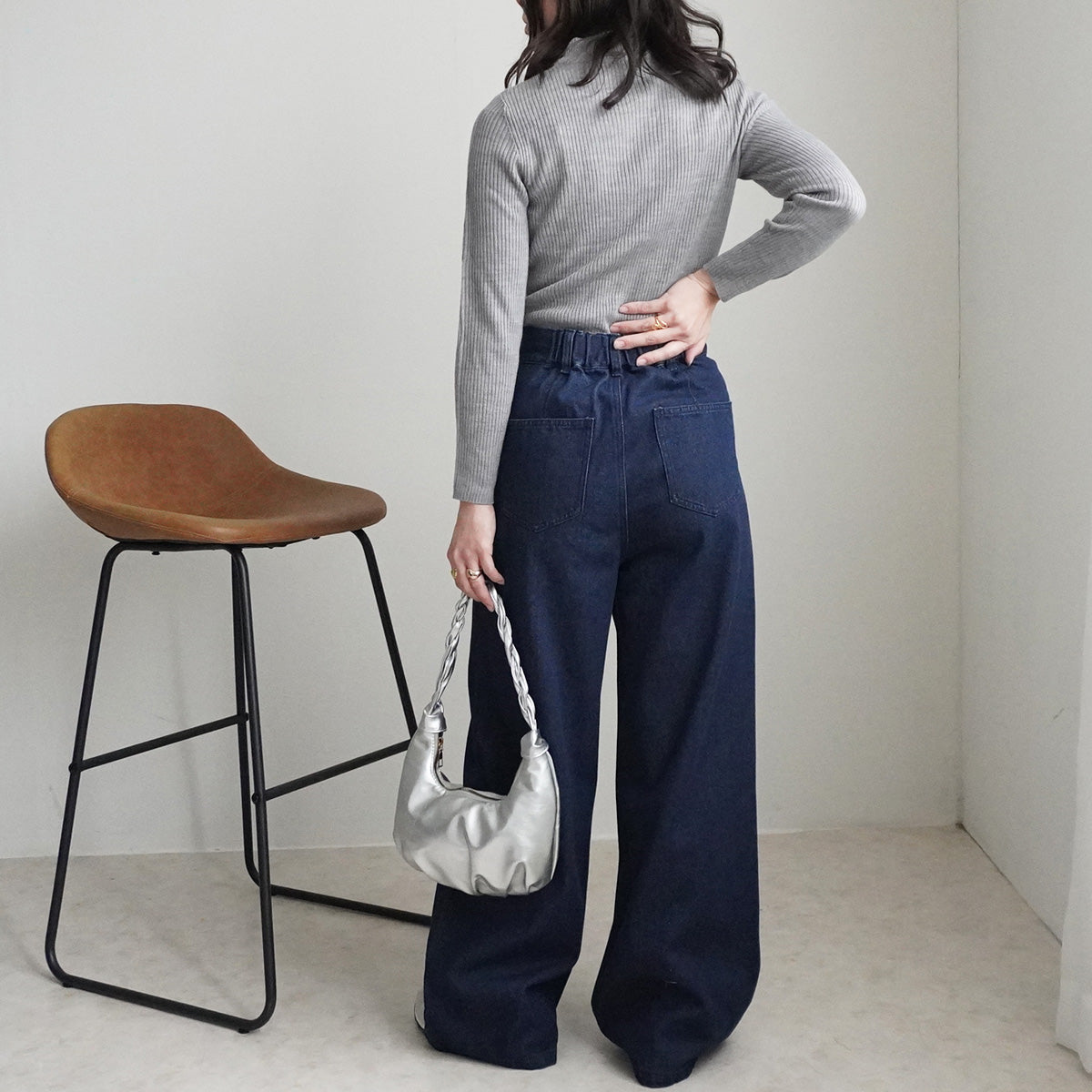 【先行予約】ハイウエストデニムタックワイドパンツ