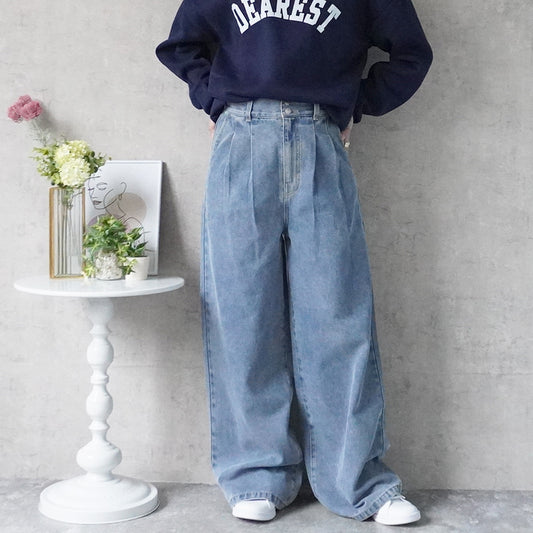 【先行予約】ハイウエストデニムタックワイドパンツ
