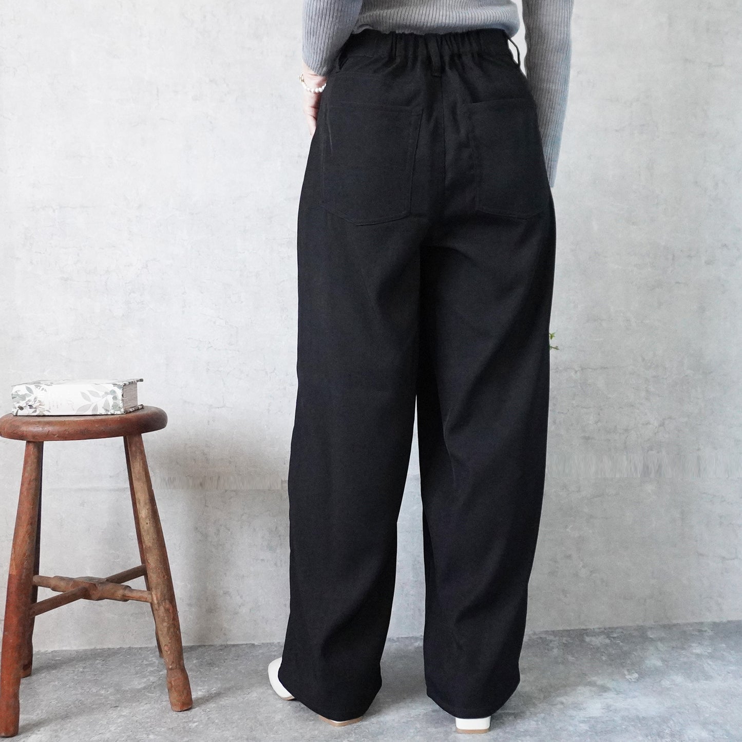 ふんわりなめらか裏微起毛ワイドパンツ