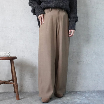 ふんわりなめらか裏微起毛ワイドパンツ