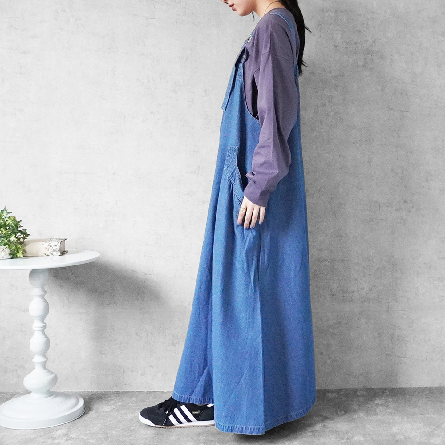 デニムフレアジャンパースカート