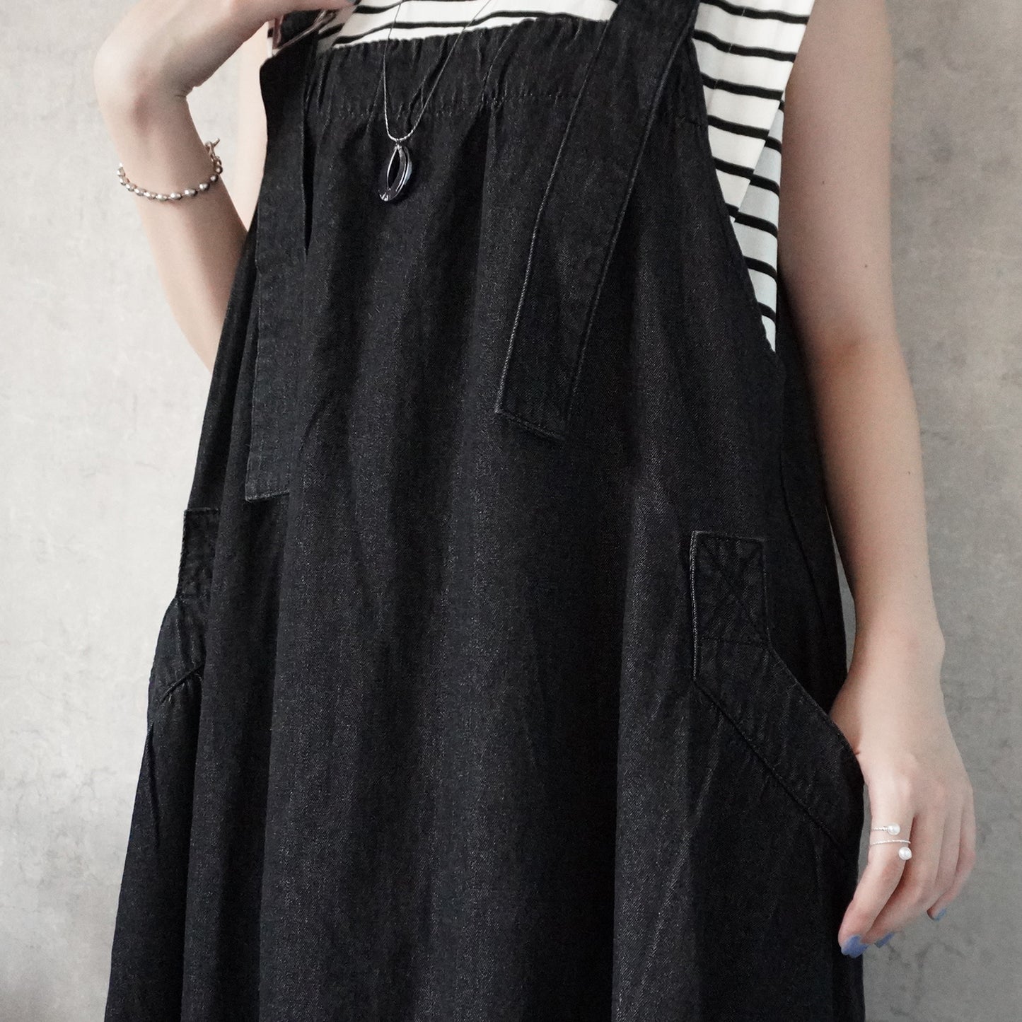 デニムフレアジャンパースカート