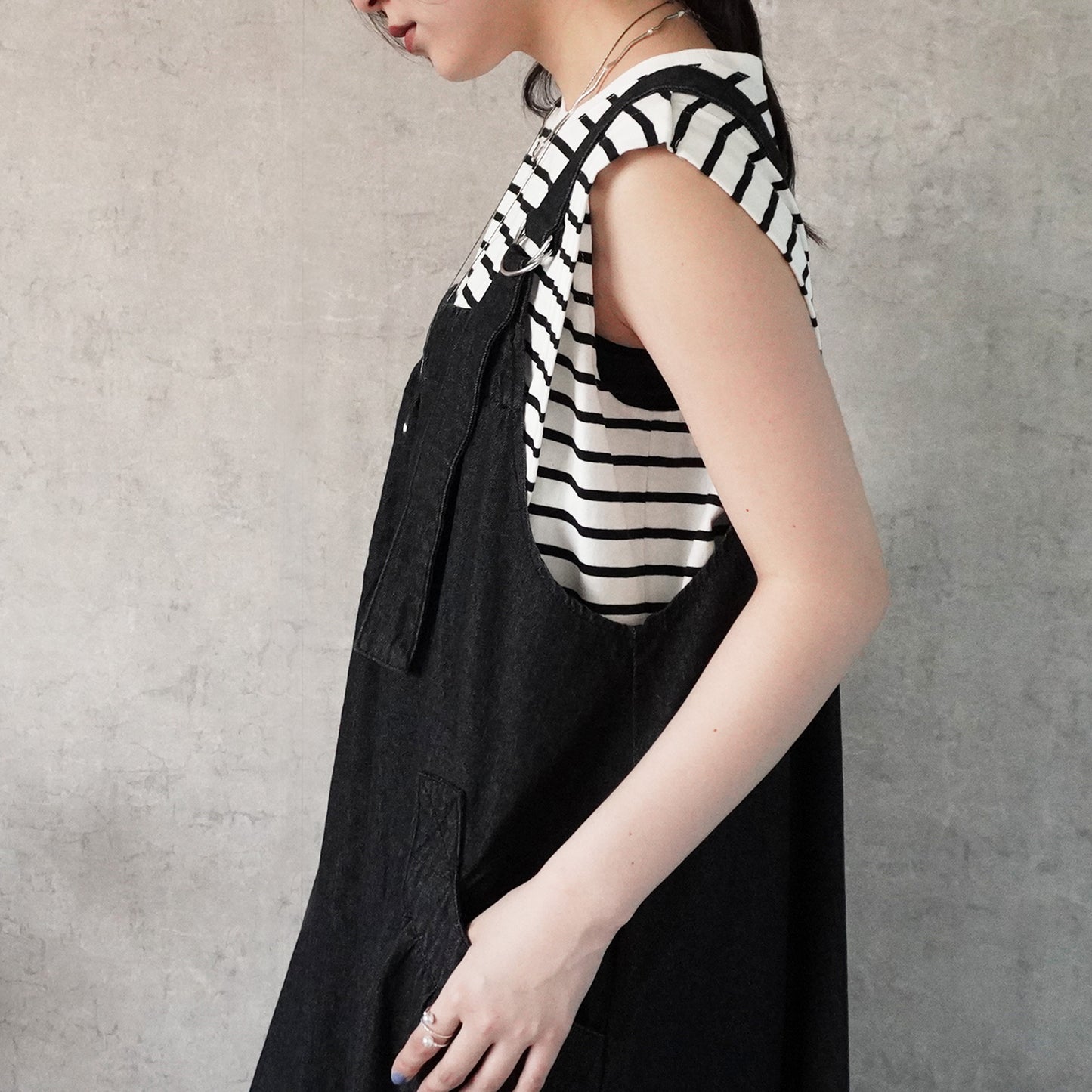 デニムフレアジャンパースカート