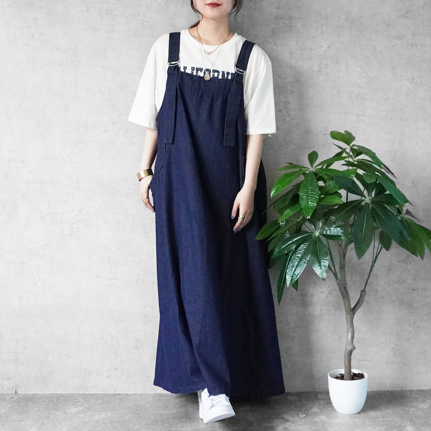 デニムフレアジャンパースカート