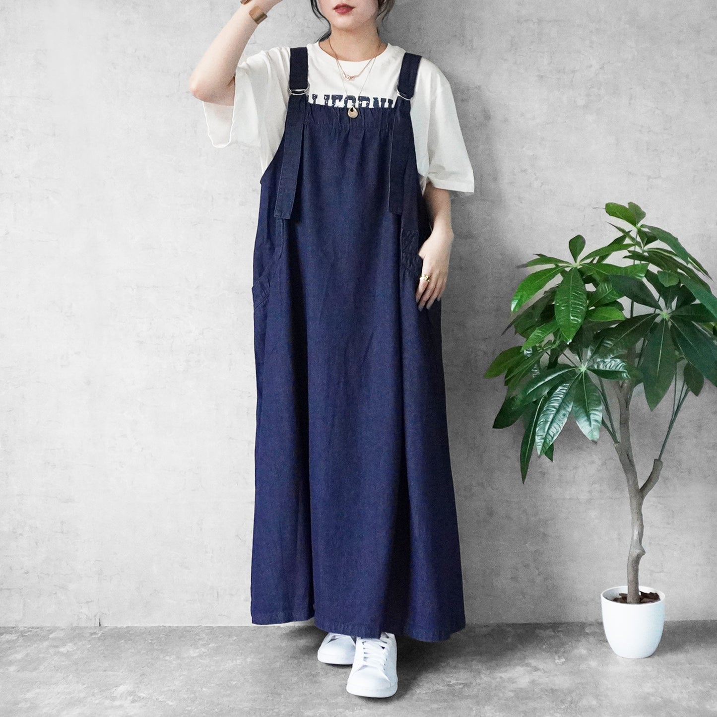 デニムフレアジャンパースカート