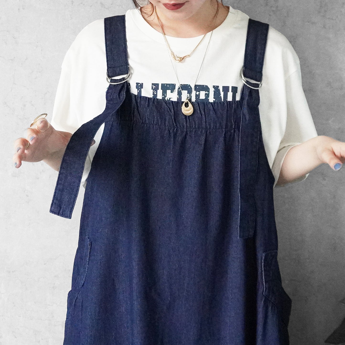 デニムフレアジャンパースカート