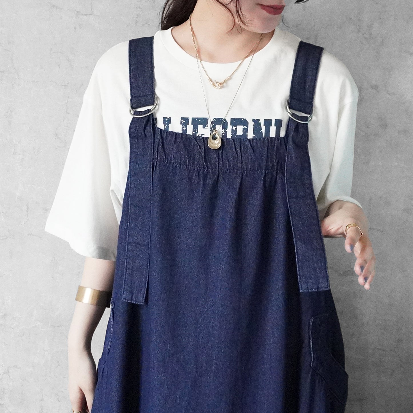 デニムフレアジャンパースカート