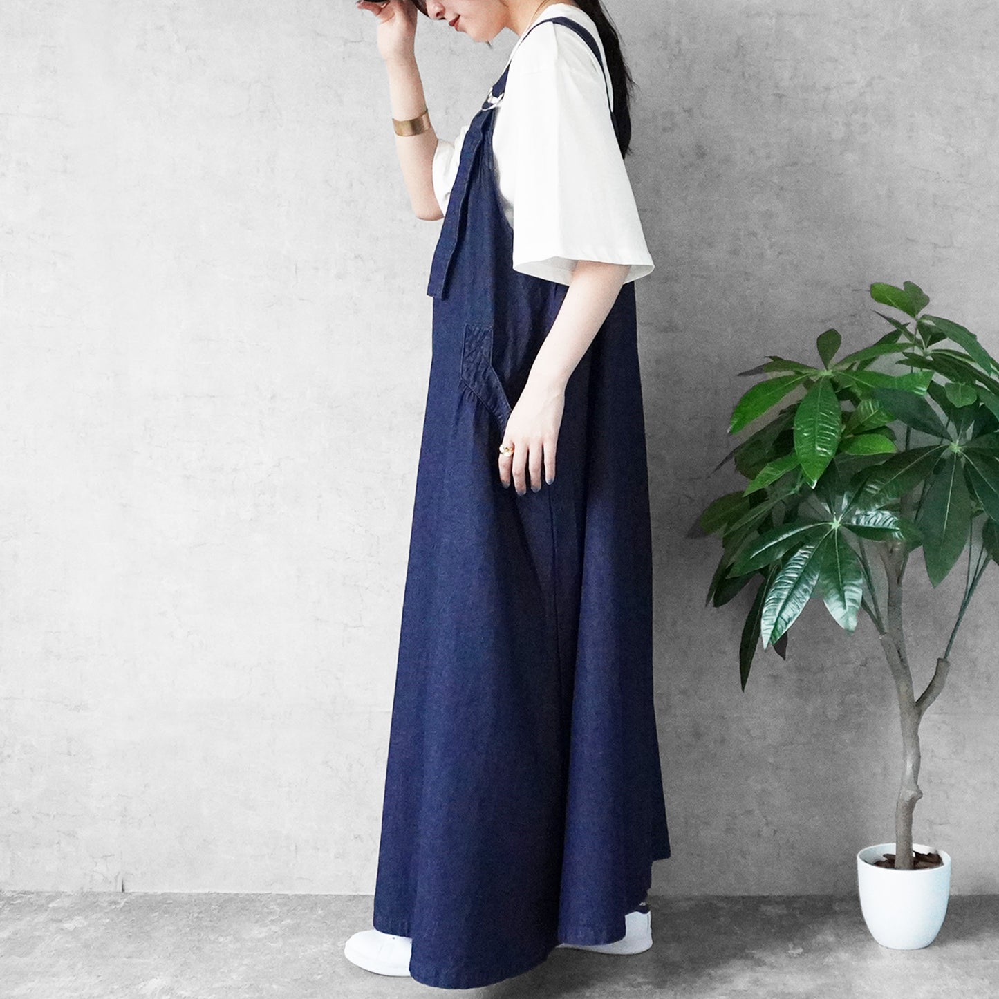 デニムフレアジャンパースカート